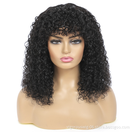 High Quality Wholesale With Fringe 100% Human Hair Cheapest Bob Curly Wave For Black Women Real Human Hair Wigs